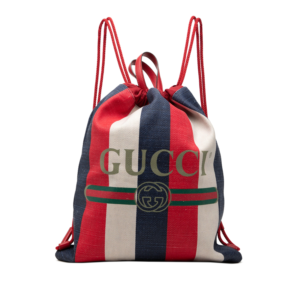 Pre-Loved Gucci Canvas Sylvie Baiadera Web Drawstring Backpack